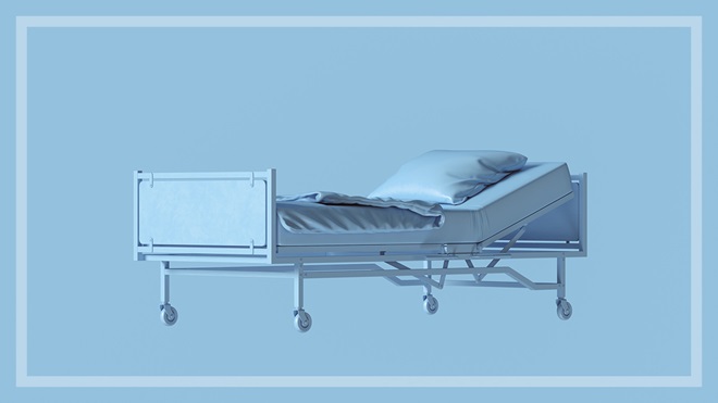 blue hospital bed